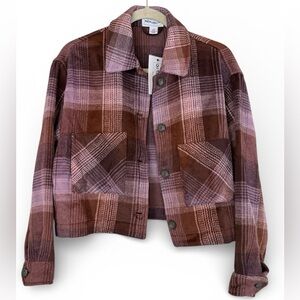 For The Republic Plaid Jacket Shades of Burgundy & Pink Small New